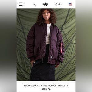 NWOT Oversized MA-1 MOD BOMBER JACKET Women’s Small